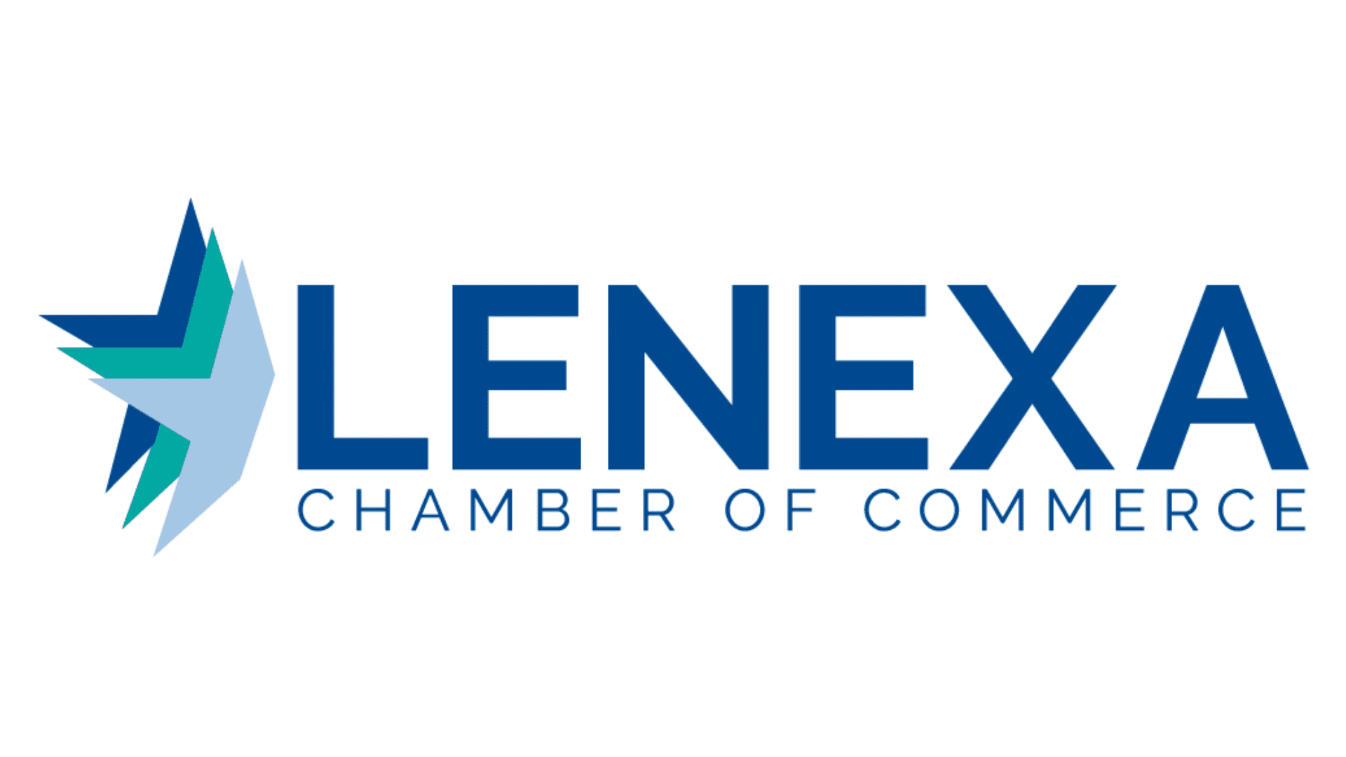 Blue geometric star and bold LENEXA Chamber of Commerce text.